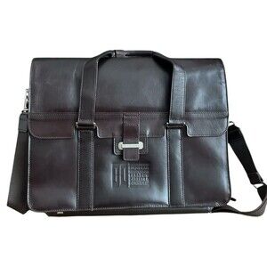 Cutter & Buck Brown Leather Messenger Laptop Bag Briefcase American Classic 16”